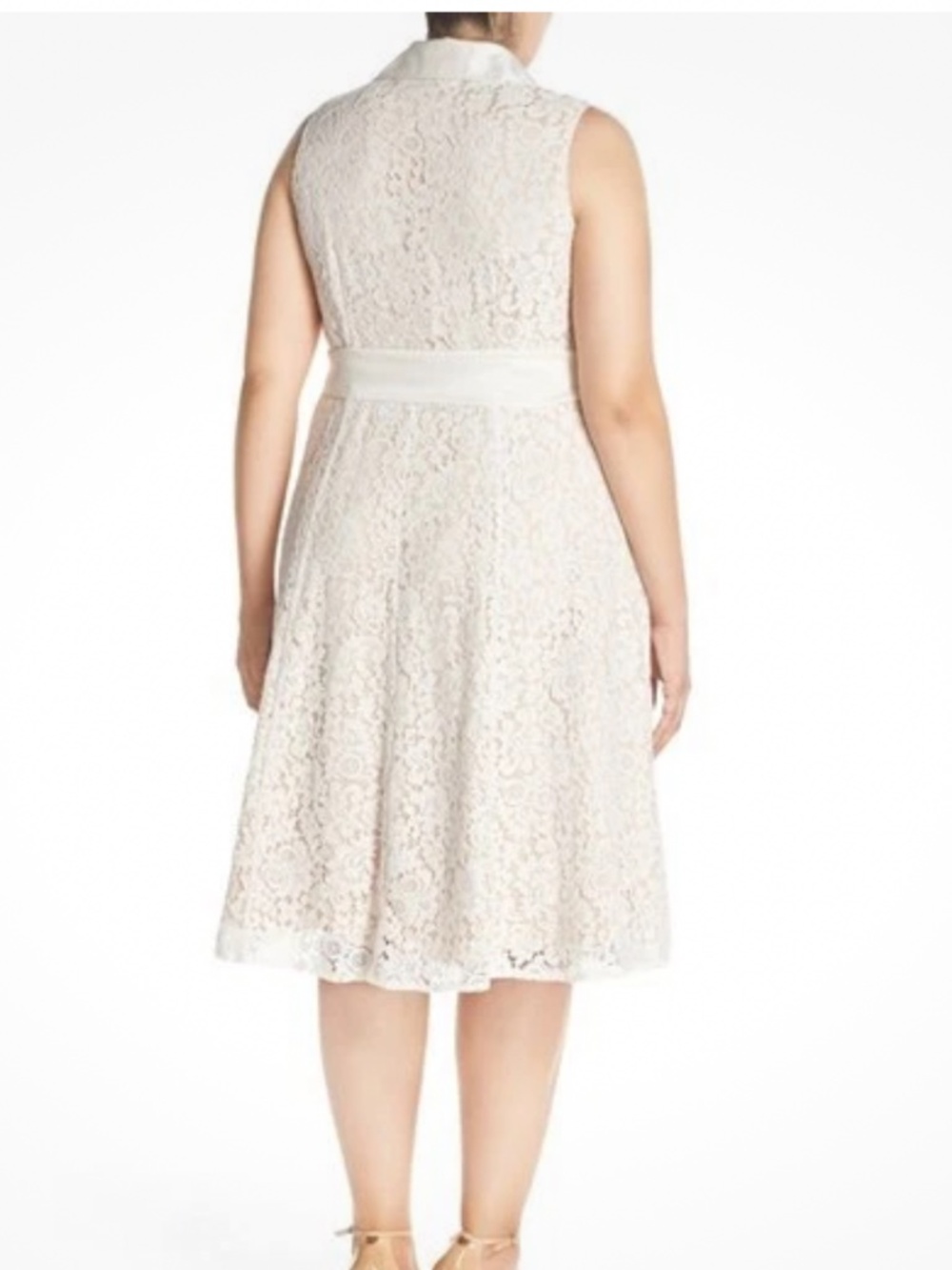 For Nordstrom by Eliza J Cream Lace Dress nude satin lining sz 2 - Picture 5 of 12